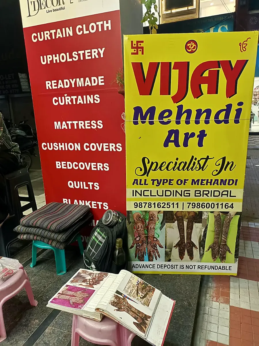 Vijay Mehndi Art banner outside the shop in Market 35 D, Sector 35, Chandigarh